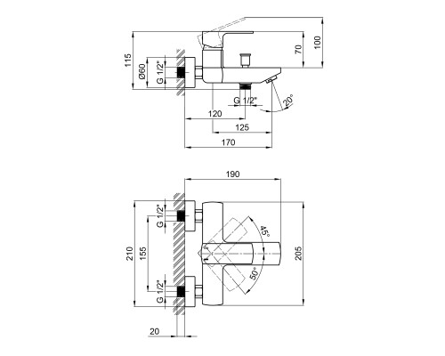 Змішувач для ванни Qtap Lipno QTNH3023101DG Graphite