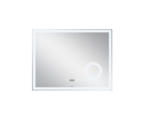 Дзеркало Qtap Stork 800х600 з LED-підсвічуванням Touch, лінза, цифровий годинник, димер, рег. яскравості QT157814226080W