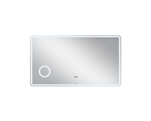 Дзеркало Qtap Crow 1200х700 з LED-підсвічуванням Touch, лінза, цифровий годинник, димер, рег. яскравості QT0578141670120W