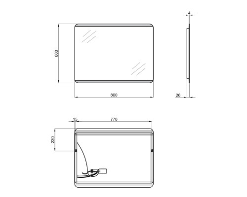 Дзеркало Qtap Tern 800х600 з LED-підсвічуванням, QT177812086080W