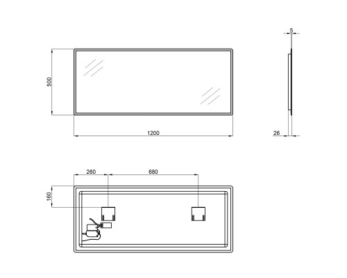 Дзеркало Qtap Tern 1200x500 з LED-підсвічуванням Sensor, QT1778140450120W