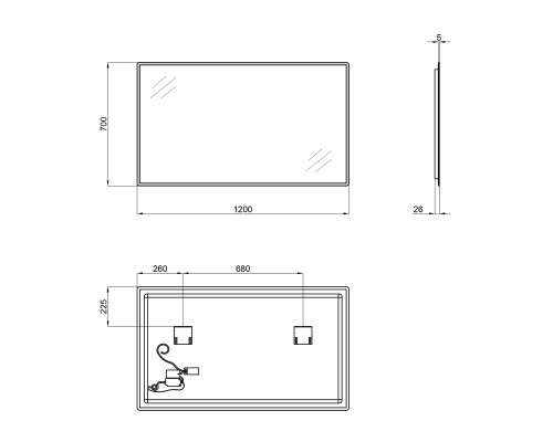 Дзеркало Qtap Tern 1200х700 з LED-підсвічуванням Sensor, QT1778140470120W