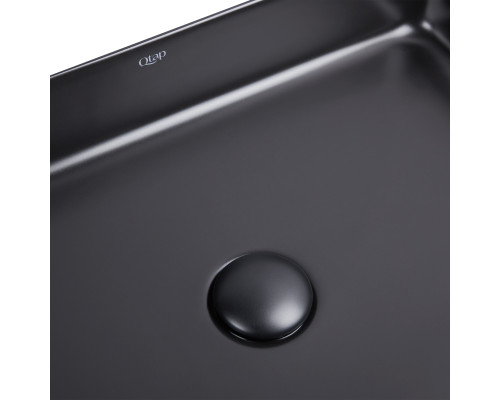 Раковина-чаша Qtap Tern 500х350х145 Matt black з донним клапаном QT1711A055MB