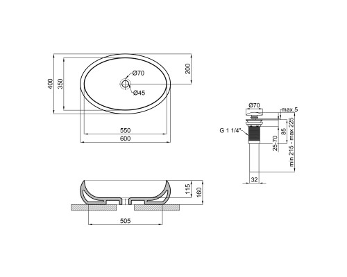 Раковина-чаша Qtap Leo 600х400х155 White з донним клапаном QT11117060GW
