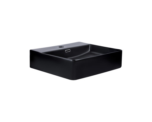 Раковина Qtap Nando LT 500х420х120 Matt black з донним клапаном QT12112173SMBMB
