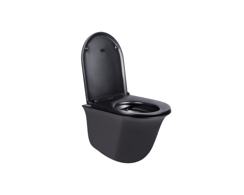 Унітаз підвісний Qtap Virgo безобідковий з сидінням Soft-close QT1833051ERMB