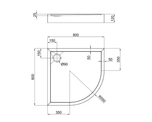 Душовий піддон Qtap Robin 308812C 80x80x12 см + сифон