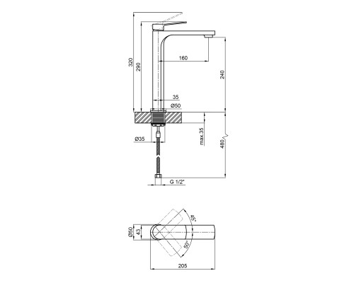 Змішувач для раковини Qtap Slavonice високий QTSLA1042H103B Black Matt