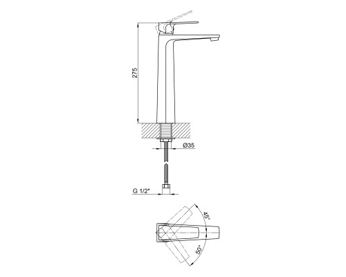 Змішувач для раковини Qtap Matice високий 1063H103C Chrome