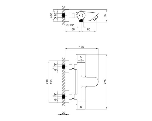 Змішувач для ванни Qtap Inspai-Therm термостатичний QTINSCRMT300800 Chrome