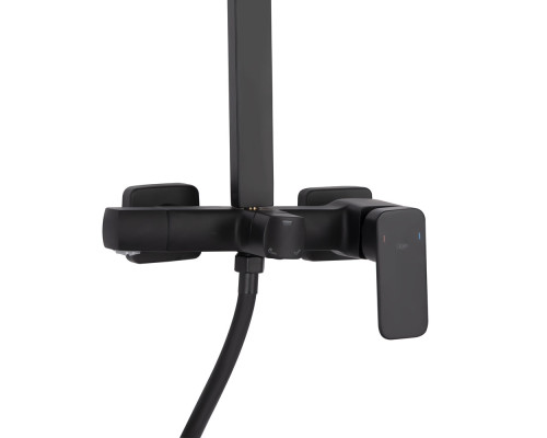 Душова система для кабіни Qtap Capricorn на три споживача (з виливом) 53103KNB Black Matt
