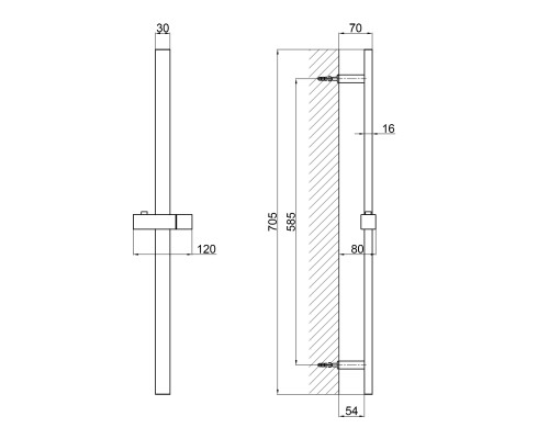 Душова стійка з тримачем універсальна Qtap Lepit 705 мм прямокутна QTLEP82103NB Black Matt