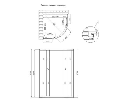 Душова кабіна Lidz Latwa SC90x90.SAT.MID.GR, скло тоноване 4 мм без піддона
