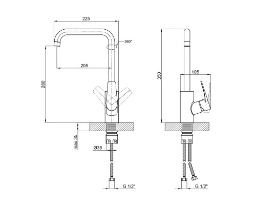 Змішувач для кухні Lidz Like 015F1 (k35) LDLIK015F1CRM42318 Chrome