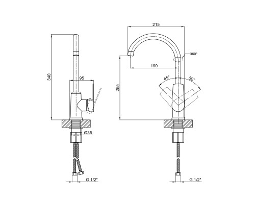 Змішувач для кухні Brinex 35C 20N