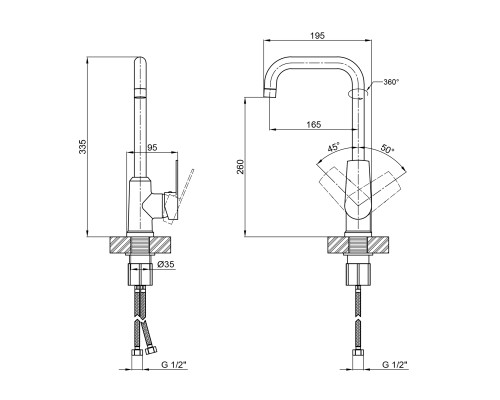 Змішувач для кухні Brinex 35C 20F