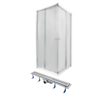 QT Душова кабіна PRESTO CRM1099SP5, квадрат, 90x90, скло 5мм Pear + QT Dry FA304-700 Лінійний трап, акційний набір