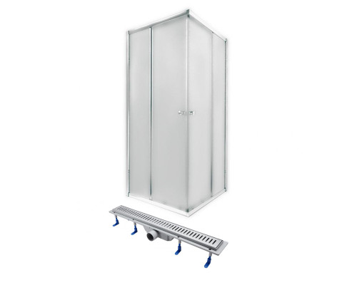 QT Душова кабіна PRESTO CRM1099SP5, квадрат, 90x90, скло 5мм Pear + QT Dry FA304-700 Лінійний трап, акційний набір