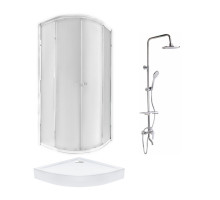 Готове рішення Qtap 1: Душ. кабіна півколо., 90x90 + Піддон + Душ. панель