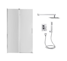 Готове рішення Qtap 14: Стіна Walk-In GLIDE, 120x190 + Душ. набір прихованого монтажу з термостатом