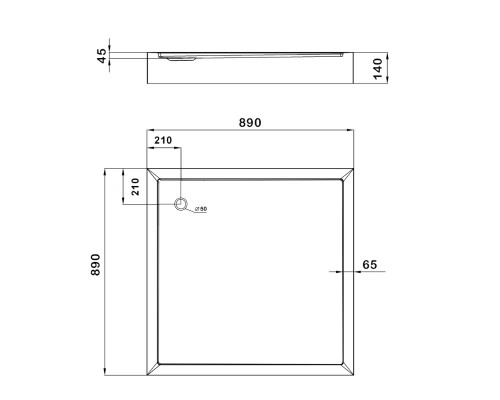 Душовий піддон Kapielka ST90x90x14 низький, напівкруглий, діаметр зливу 52 мм Lidz