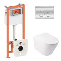 Комплект: Qtap Swan Ultra Quiet унітаз підвісний QT16335179W + Nest комплект інсталяції 4в1 (кругла клавіша Chrome) QT0133M425 + M11112CRM Комплект: Qtap Swan Ultra Quiet унітаз підвісний QT16335179W + Nest комплект інсталяції 4в1 (кругла клавіша Chrome) QT0133M425 + M11112CRM