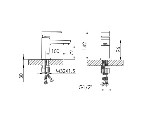 Змішувач для раковини Lidz Wawel 001 (k35) LDWAW001CRM45387 Chrome