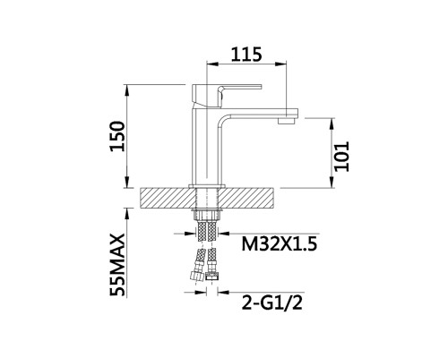 Змішувач для раковини Lidz Dozorca 001 (k35) LDDOZ001CRM45403 Chrome