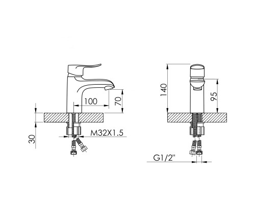 Змішувач для раковини Lidz Wieza 001 (k35) LDWIE001CRM45409 Chrome