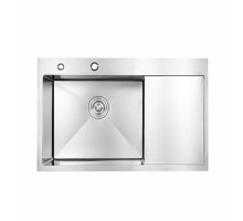 Мийка для кухні інтегрована Lidz Handmade H6350R крило праворуч (LDH6350BRUR45587) Brushed Steel 3,0/1,0 мм
