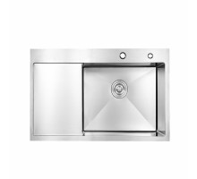 Мийка для кухні інтегрована Lidz Handmade H6350L крило ліворуч (LDH6350BRUL45588) Brushed Steel 3,0/1,0 мм
