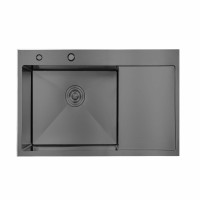 Мийка для кухні інтегрована Lidz Handmade H6350BR крило праворуч (LDH6350BRPVD45590) Brushed Black PVD 3,0/1,0 мм Мийка для кухні інтегрована Lidz Handmade H6350BR крило праворуч (LDH6350BRPVD45590) Brushed Black PVD 3,0/1,0 мм