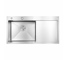 Мийка для кухні інтегрована Lidz Handmade H7849R крило праворуч (LDH7849BRUR45591) Brushed Steel 3,0/1,0 мм