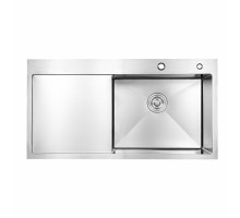 Мийка для кухні інтегрована Lidz Handmade H7849L крило ліворуч (LDH7849BRUL45592) Brushed Steel 3,0/1,0 мм