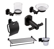 Набір аксесуарів для ванної Qtap Liberty Black Matt 1 (6 в 1)