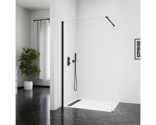 Душова перегородка Qtap Walk-In Standard BLM2011.C8 100х190 см, скло Clear 8 мм, покриття CalcLess