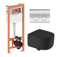 Комплект: Qtap Taurus Ultra Quiet унітаз підвісний QT2433084EUQMB + Nest комплект інсталяції 4в1 (Клавіша кругла Chrome) QT0133M425 + QT0111M11112CRM Комплект: Qtap Taurus Ultra Quiet унітаз підвісний QT2433084EUQMB + Nest комплект інсталяції 4в1 (Клавіша кругла Chrome) QT0133M425 + QT0111M11112CRM