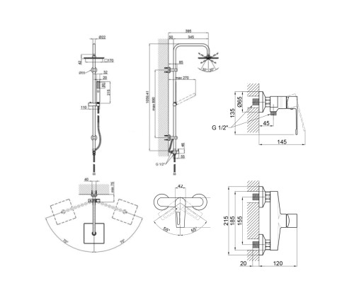 Набір Qtap 2 в 1 Tern для душа з душевою стійкою (QTTER4061102C + QT1001CRM) хром