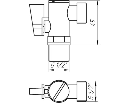 Кран кульовий кутовий з фільтром SOLOMON 1/2″x1/2″ А7041(7043)