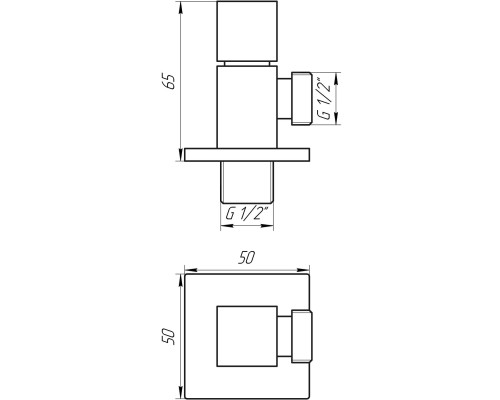 Кран напівобертовий кутовий SOLOMON 1/2″х1/2″ CUBE 7078
