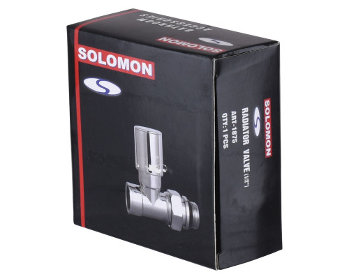 Кран вентильний прямий з американкою SOLOMON 1/2″ CHROM 1875  з ущільнювачем