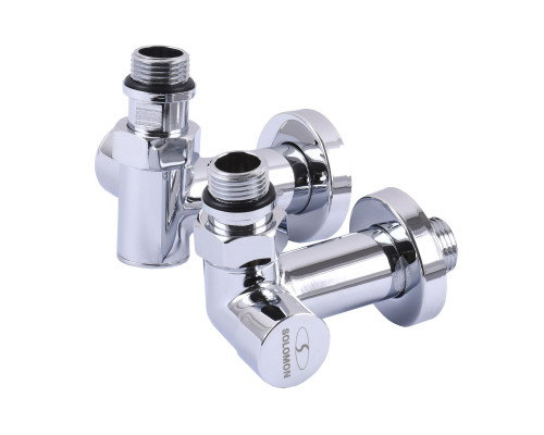Кран вентильний кутовий з американкою SOLOMON LUX 1/2″ CHROM 7777  TEN (2шт.)