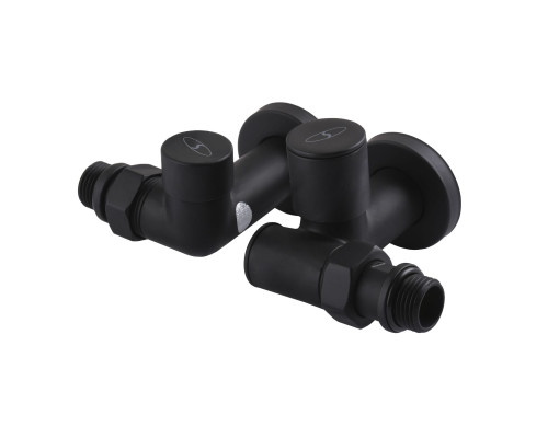 Набір Кран вентильний кутовий з американкою SOLOMON LUX 1/2″  7777  TEN (2шт.) BLACK