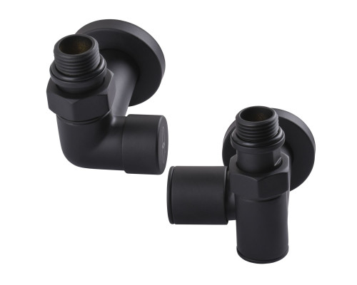 Набір Кран вентильний кутовий з американкою SOLOMON LUX 1/2″  7777  TEN (2шт.) BLACK