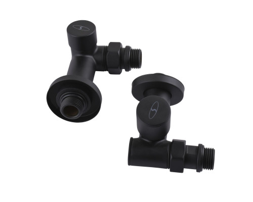 Набір Кран вентильний кутовий з американкою SOLOMON LUX 1/2″  7777  TEN (2шт.) BLACK