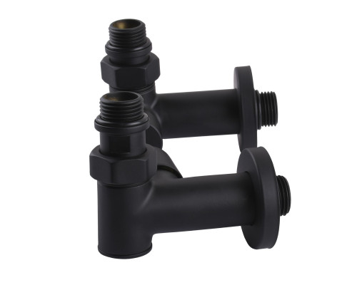 Набір Кран вентильний кутовий з американкою SOLOMON LUX 1/2″  7777  TEN (2шт.) BLACK
