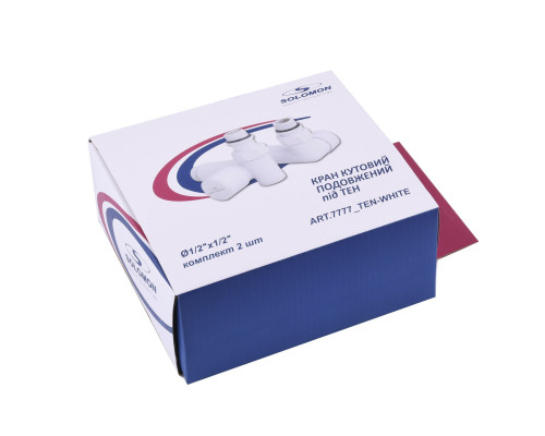 Набір Кран вентильний кутовий з американкою SOLOMON LUX 1/2″ WHITE 7777 TEN (2шт.)