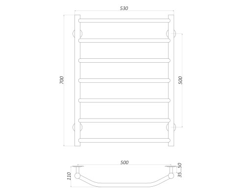 Рушникосушарка UNIO LT W 700-500-7 Драбинка Трапеція вода