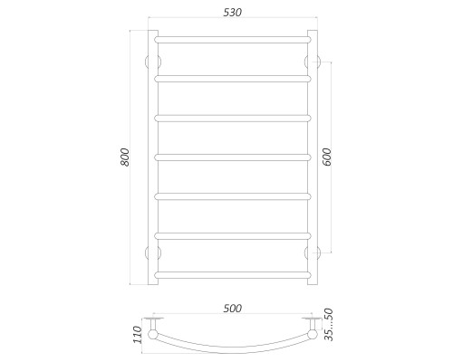 Рушникосушарка UNIO LD W 800-500-7 Драбинка Дуга вода
