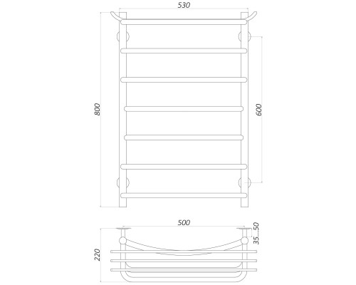 Рушникосушарка UNIO Zp EL 800-500-7 Зета з полицею електро